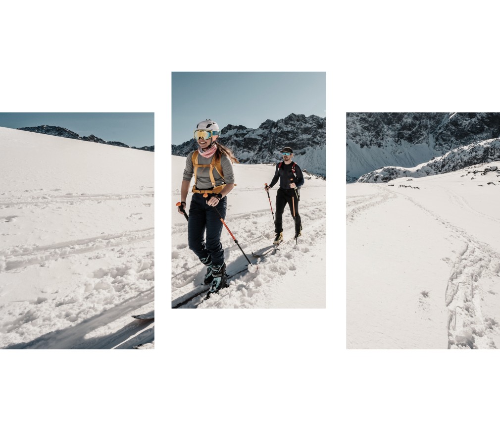 miramor: Winter activities in the Ratschings-Jaufen ski area A couple cross-country skiing in the snowy mountains of South Tyrol