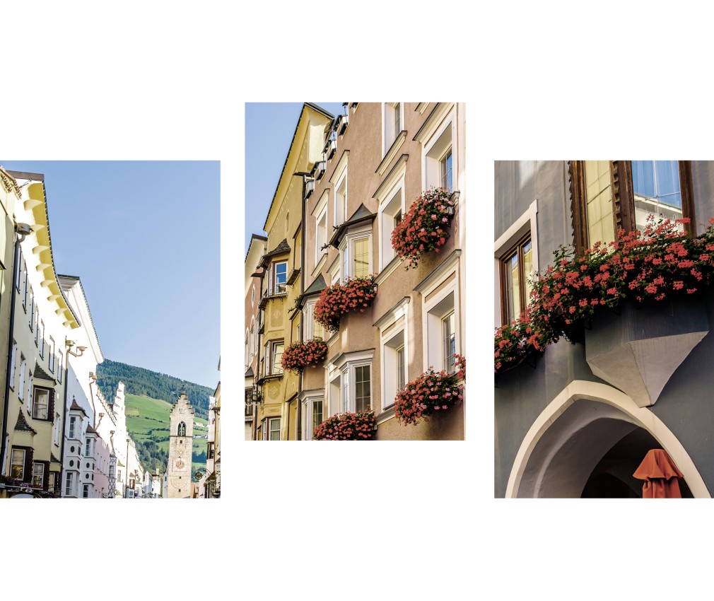miramor: Holiday in South Tyrol and explore Sterzing, its surroundings, museums and castles The colourful houses of the town of Sterzing near the Apartments miramor
