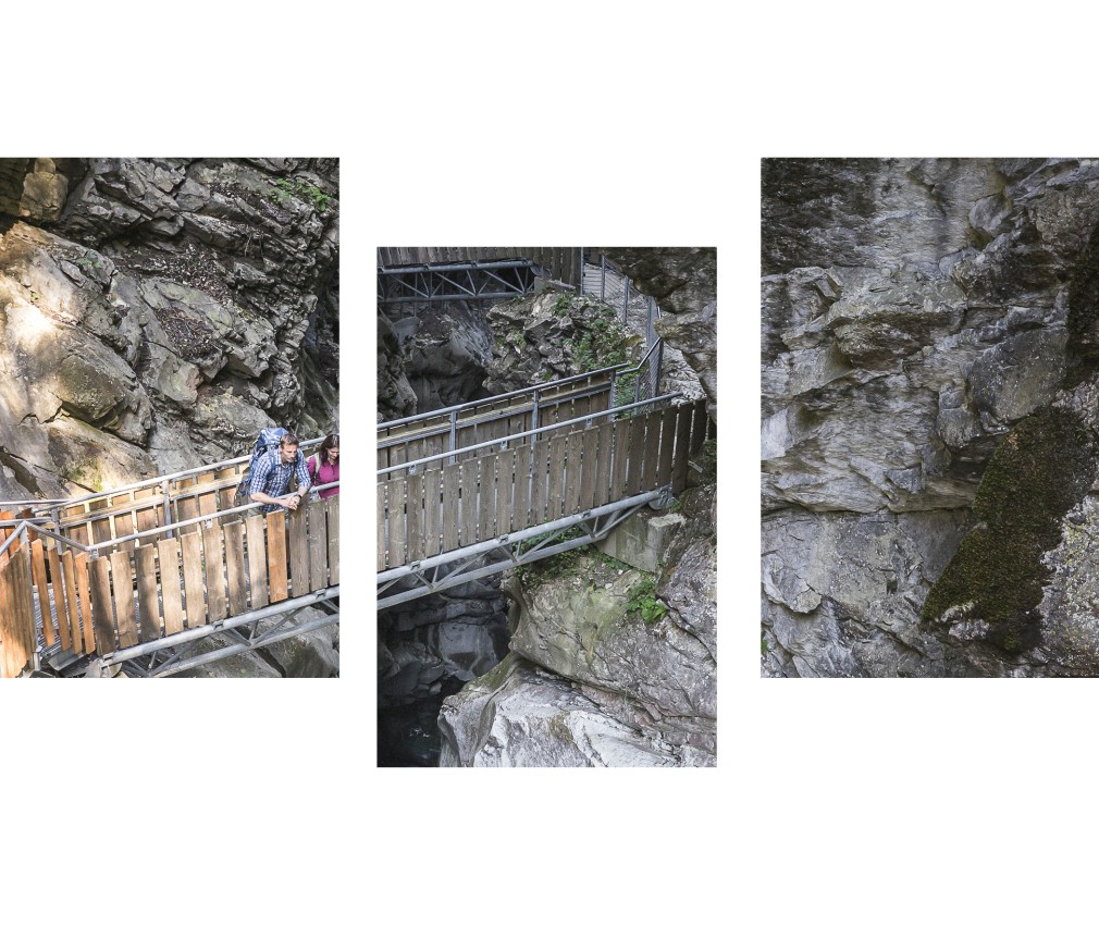 miramor: Hike through the Gilfenklamm gorge over wooden footbridges and bridges A couple on a hike in the Gilfenklamm gorge in Ratschings